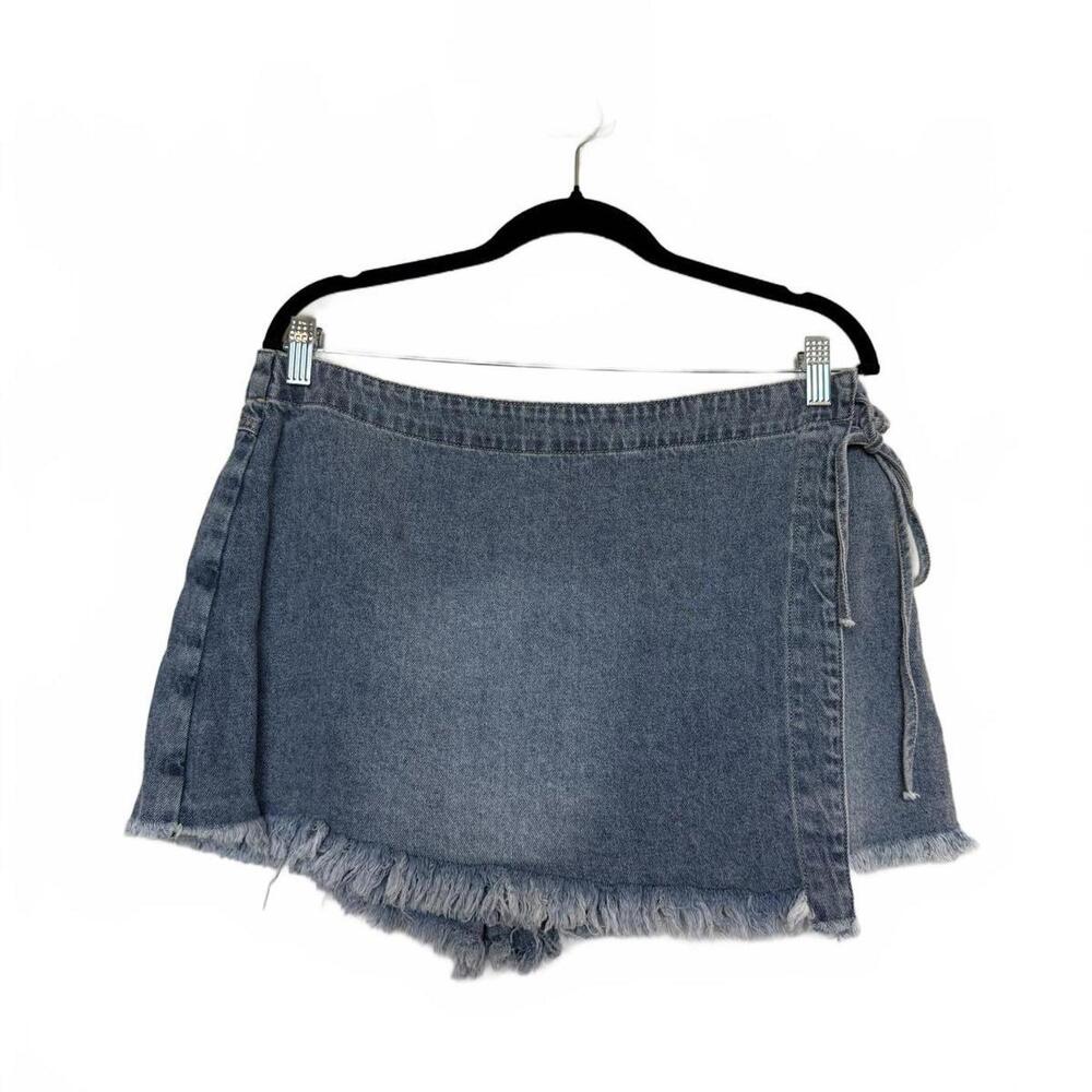 Denim‎ Jean Mini Wrap Skirt Skort Stretchy